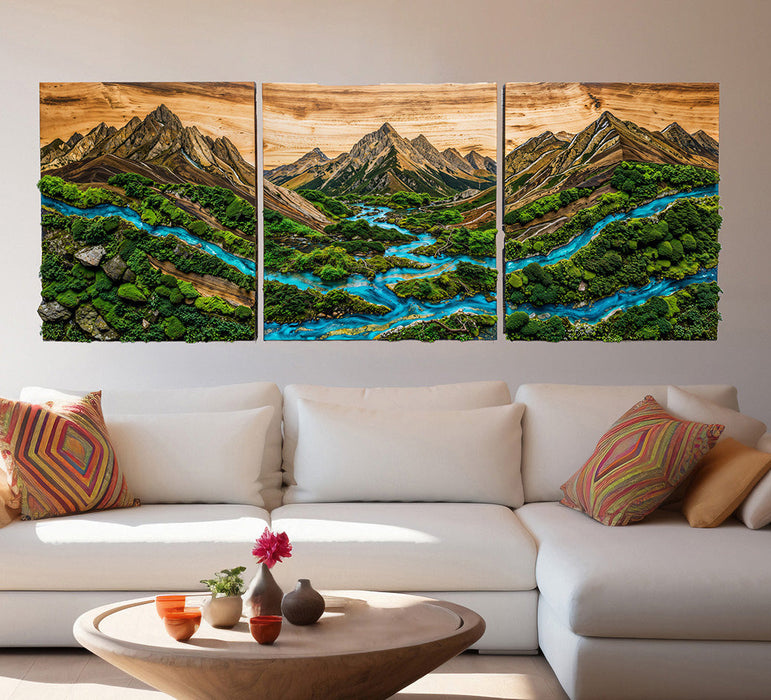 Moss HDF poster - Three Panel Set - Mountains nature