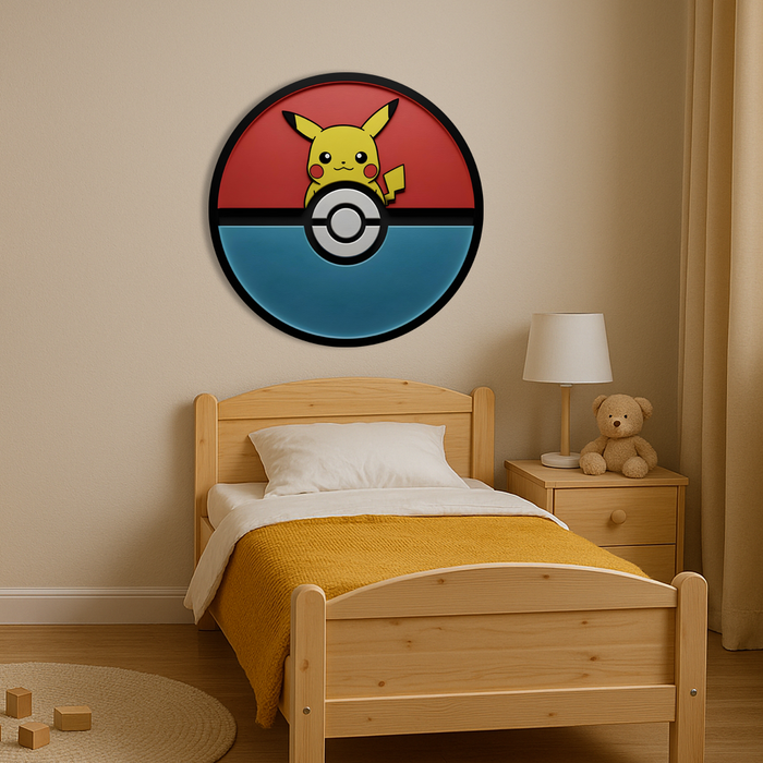 Dřevěný Svíticí obraz s UV potiskem - Pokémon Pikachu