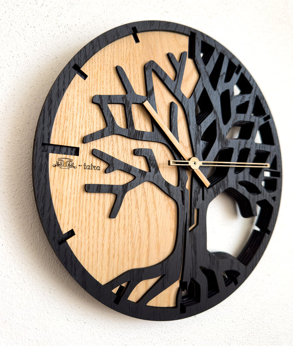 3D Dřevěné dubové hodiny - T-Tatra Oak - 30cm/50cm/84cm Strom života