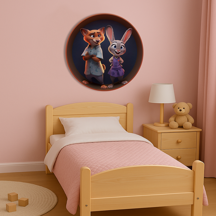 Dřevěný Svíticí obraz  s UV potiskem - Zootropolis