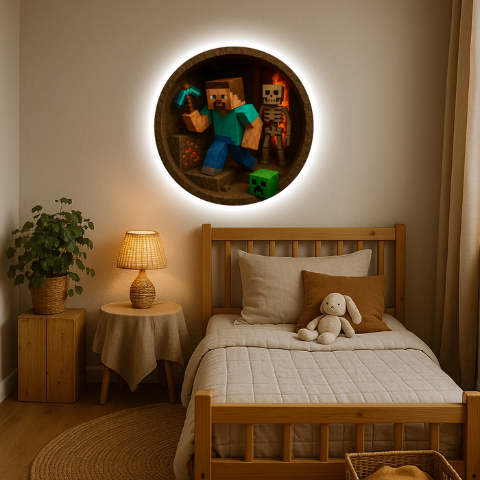 Svítícií obraz  - Hrdina Minecraftu - Noční lampa