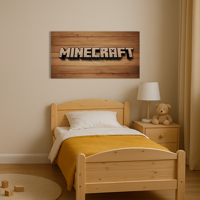 Dřevěný obraz s UV potiskem - Minecraft - logo -