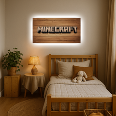 Svítícií obraz  - Minecraft městská cedule - Noční lampa