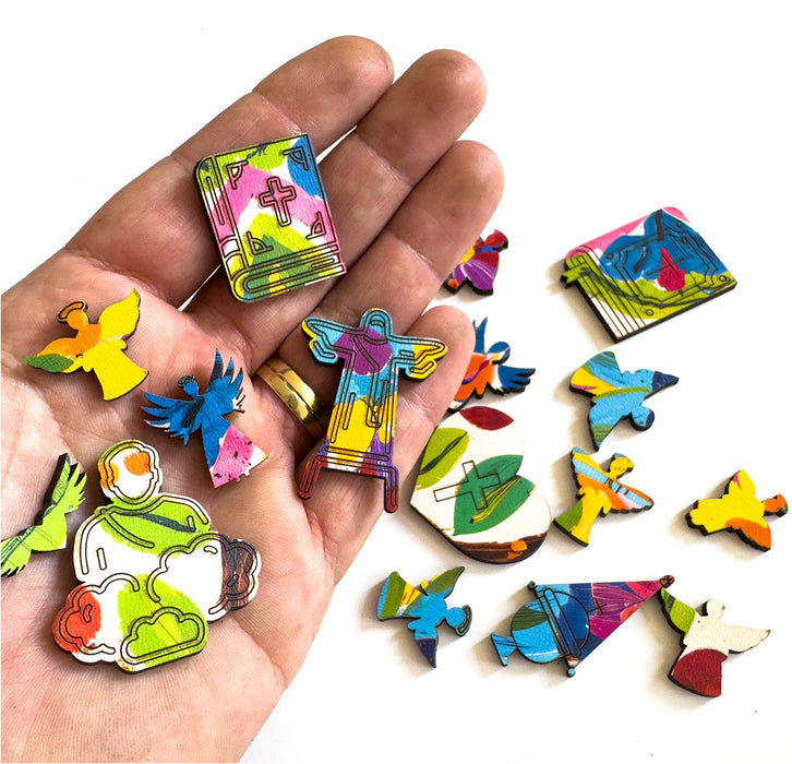 Malovaný anděl - dřevěné puzzle