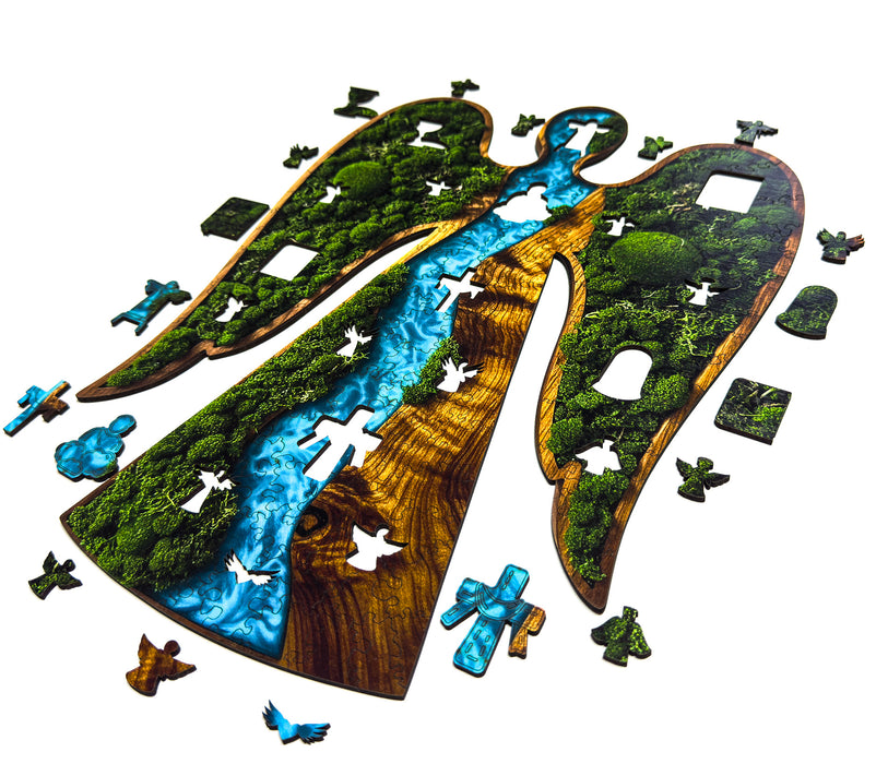 Dřevěné puzzle Anděl - Mech