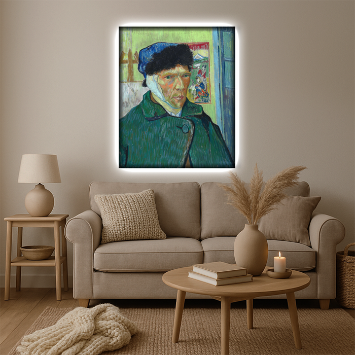 Svítícií  obraz - Autoportrét s ovázaným uchem - Vincent van Gogh