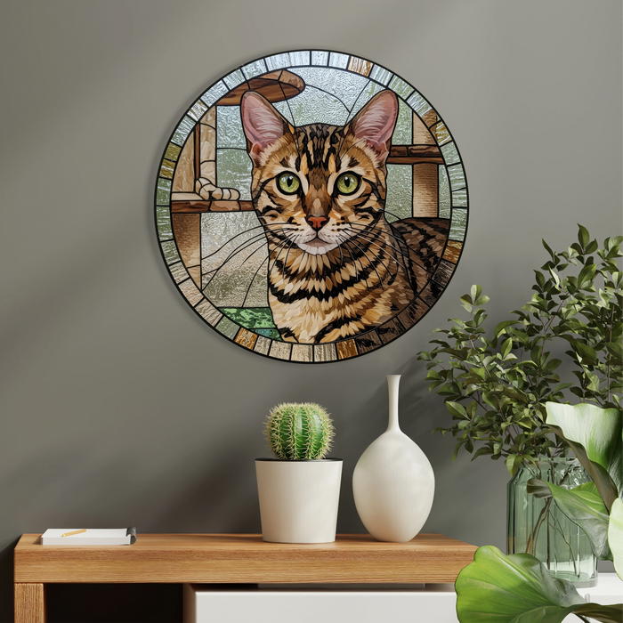 Dřevěný obraz na zeď Glassy- Leopardí kočka