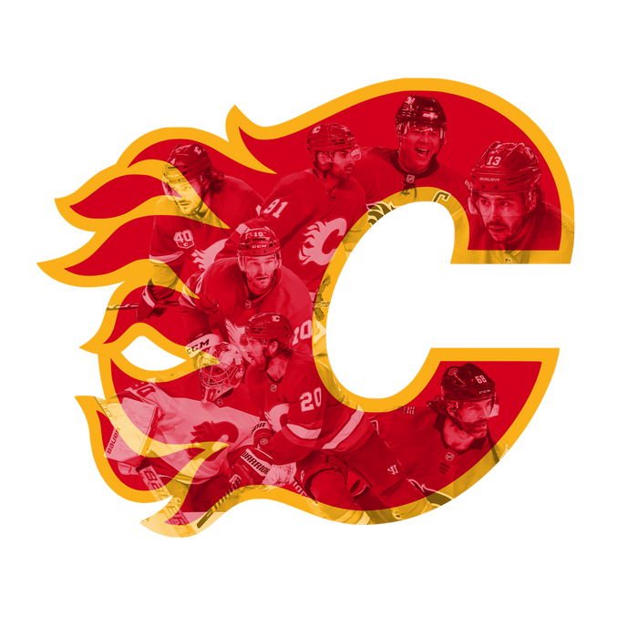 Dřevěný barevný obraz HDF Calgary Flames