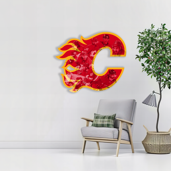 Dřevěný barevný obraz HDF Calgary Flames