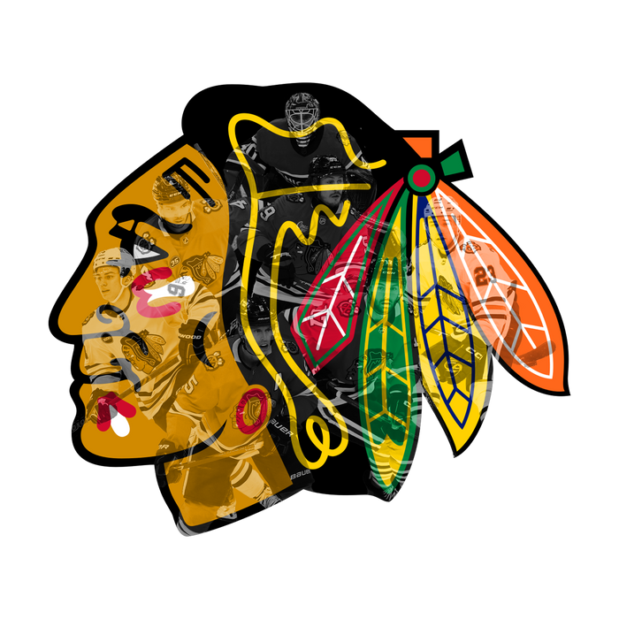 Dřevěný barevný obraz HDF Chicago Blackhawks