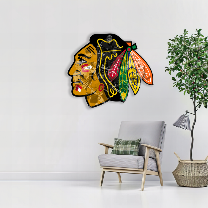 Dřevěný barevný obraz HDF Chicago Blackhawks