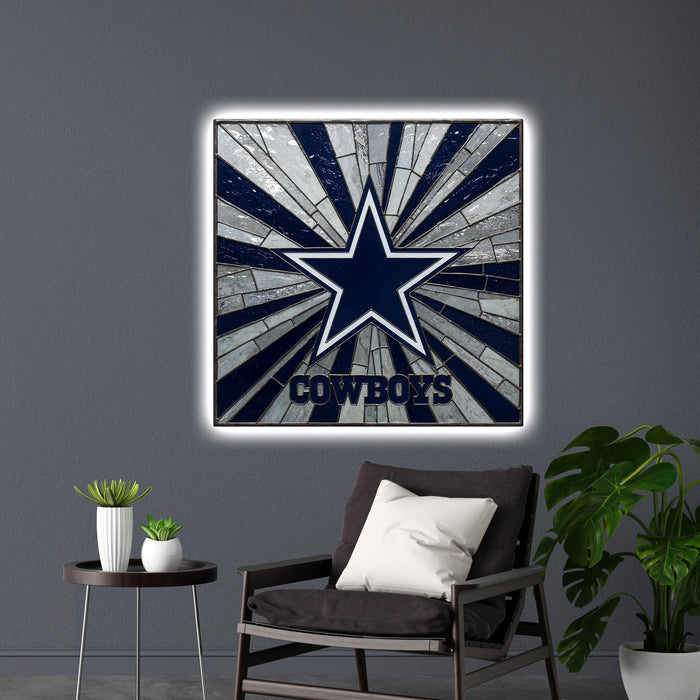 Svítícií obraz Dallas Cowboys - stylizovaný skleněný