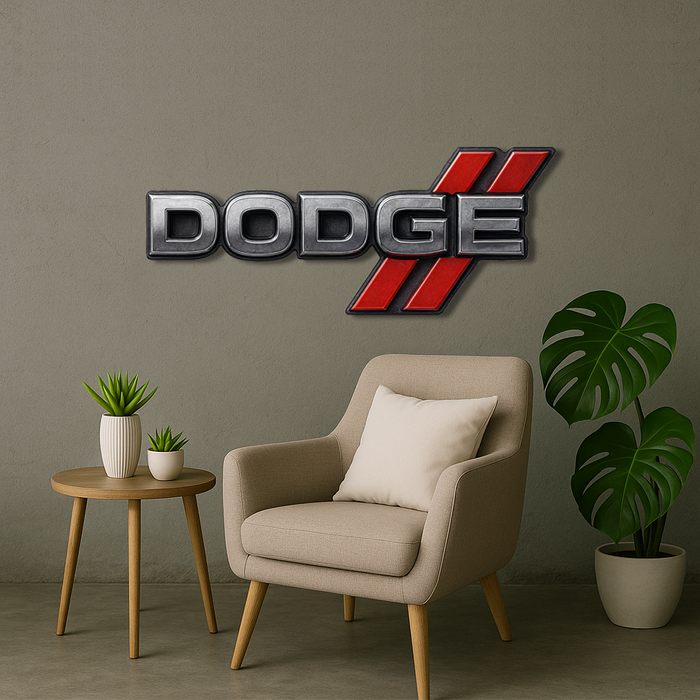 Dřevěný obraz s UV potiskem - Dodge - logo