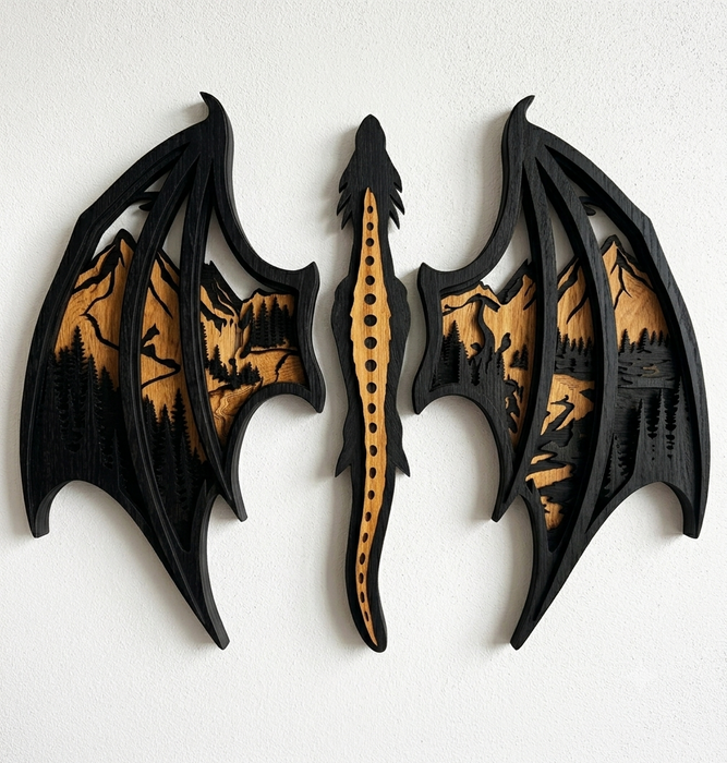 Real Nature oak wood wall decor - Dragon Smaug