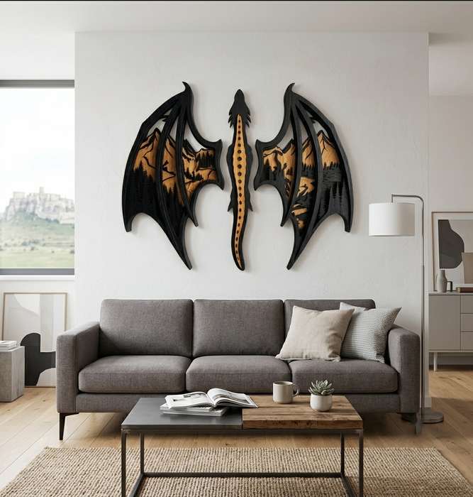 Real Nature oak wood wall decor - Dragon Smaug
