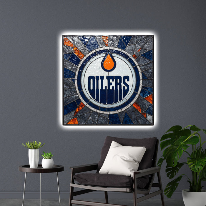 Zářící plakát Edmonton Oilers - stylizované sklo