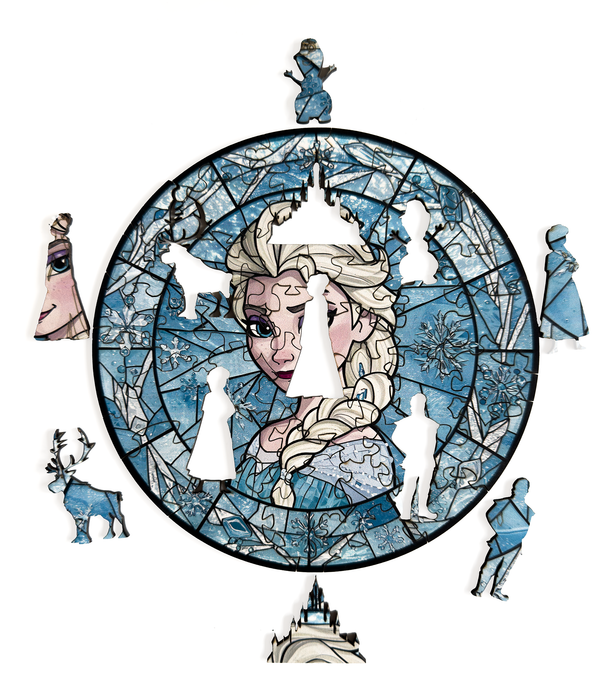 Skleněná Elza Ledové království - Dřevěné puzzle