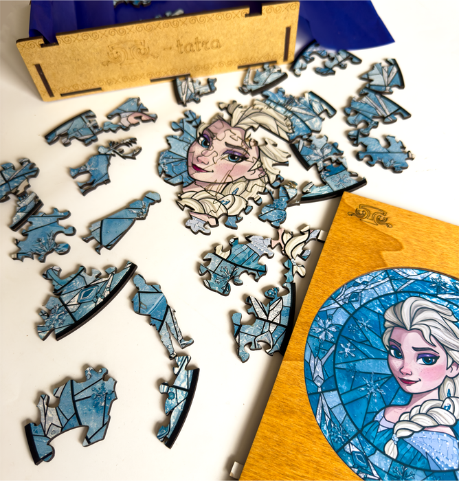 Skleněná Elza Ledové království - Dřevěné puzzle