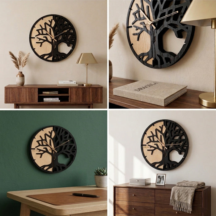 3D Dřevěné dubové hodiny - T-Tatra Oak - 30cm/50cm/84cm Strom života