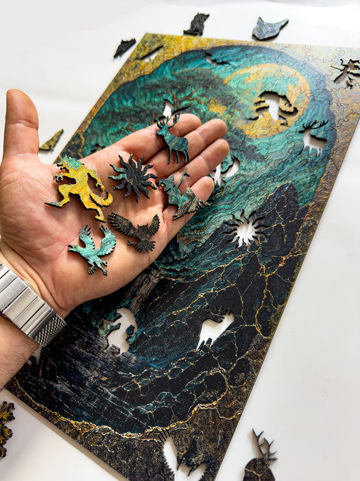 Zlatá borovice - dřevěné puzzle
