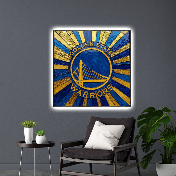 Svítícií  obraz Golden State Warriors - stylizované sklo