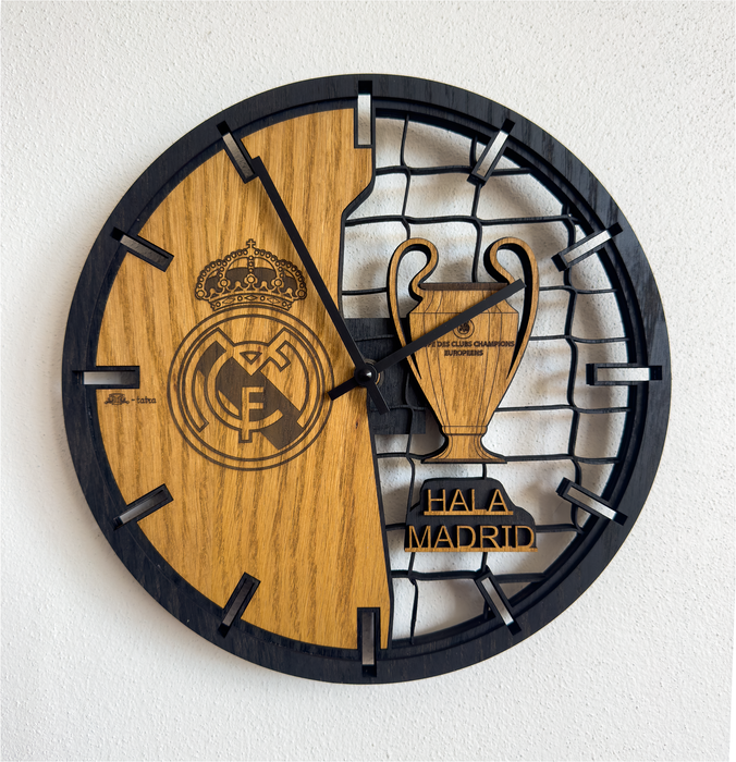 3D Dřevěné dubové hodiny Real Madrid 30cm/50cm/84cm