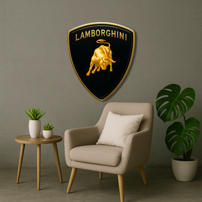 Dřevěný obraz s UV potiskem - Lamborghini - logo