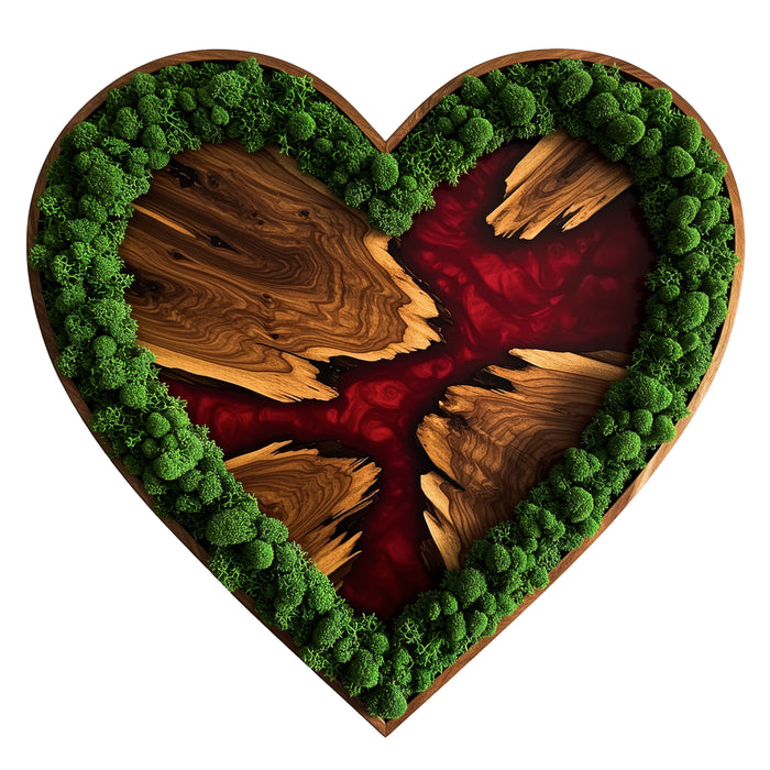Red Heart - moss - Wooden Jigsaw Puzzle