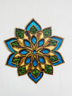 Dřevěný obraz na zeď Moss - Mandala Flore