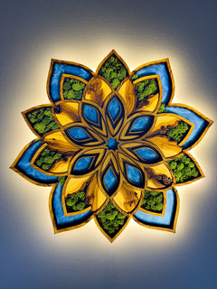 Svítícií  mechový obraz Mandala Flore
