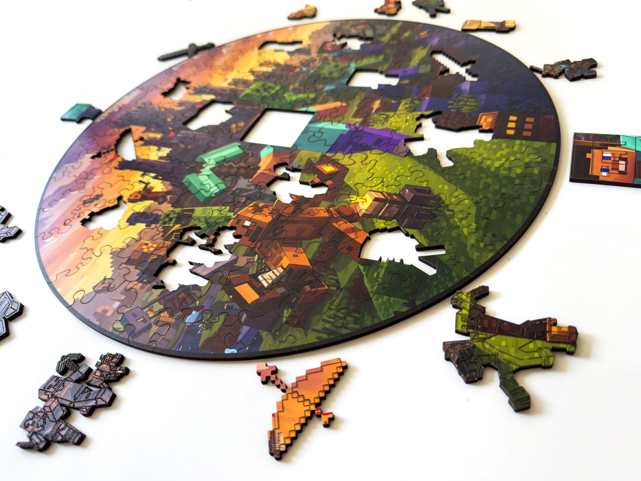 Minecraft Svět - Dřevěné puzzle