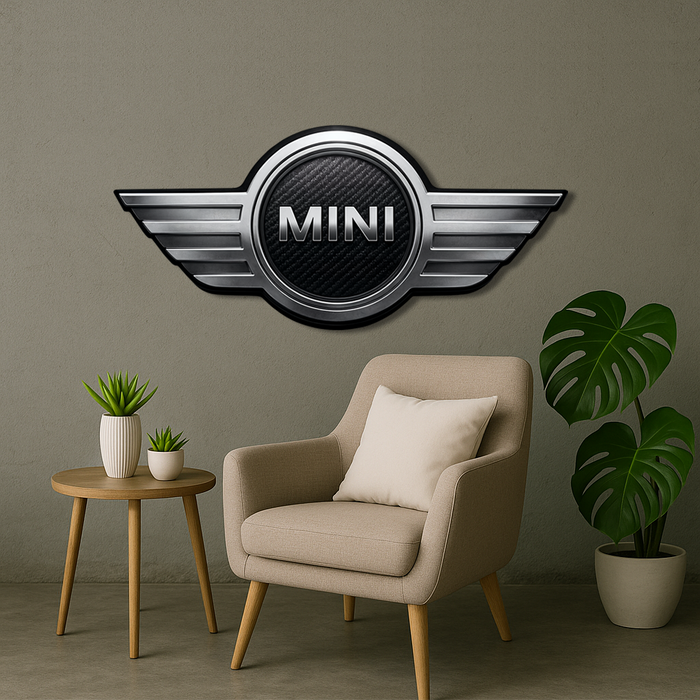 Dřevěný obraz s UV potiskem - Mini Cooper - logo