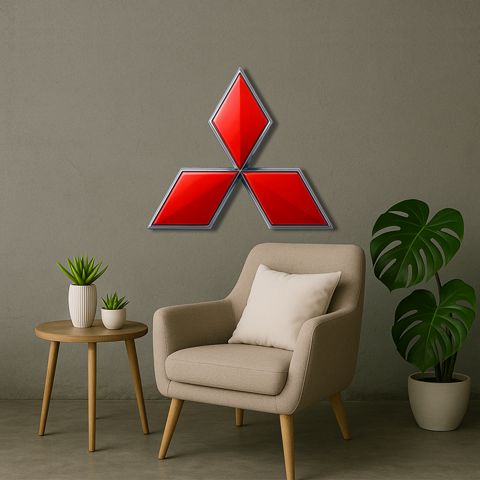 Dřevěný obraz s UV potiskem - Mitsubishi - logo