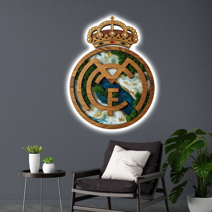Svítícií Obraz s motivem zářícího mechu a mramoru - Real Madrid