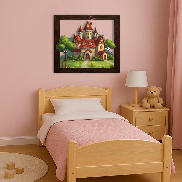 Dřevěný Svíticí obraz  s UV potiskem - Princeznovský hrad