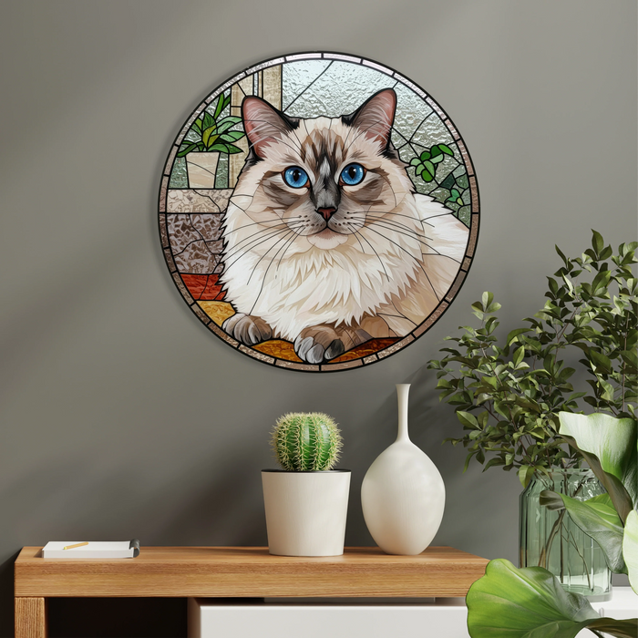 Dřevěný obraz na zeď Glassy- kočka ragdoll