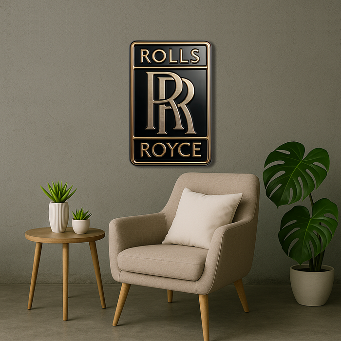 Dřevěný obraz s UV potiskem - Rolls-Royce - logo
