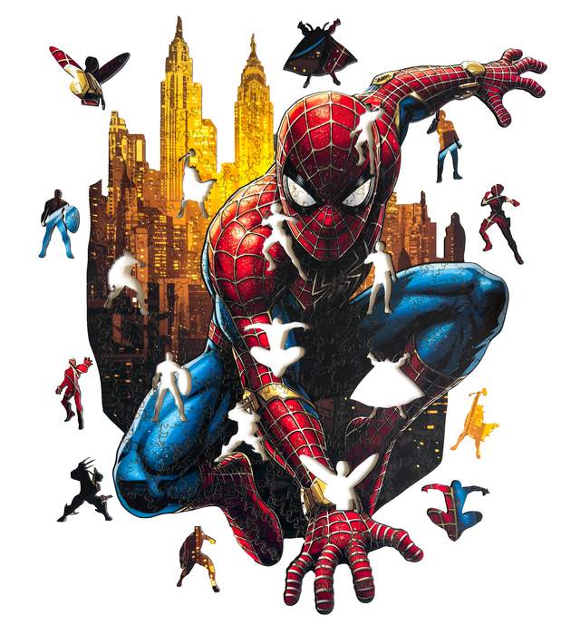 Spiderman in the city - Wooden Jigsaw Puzzle