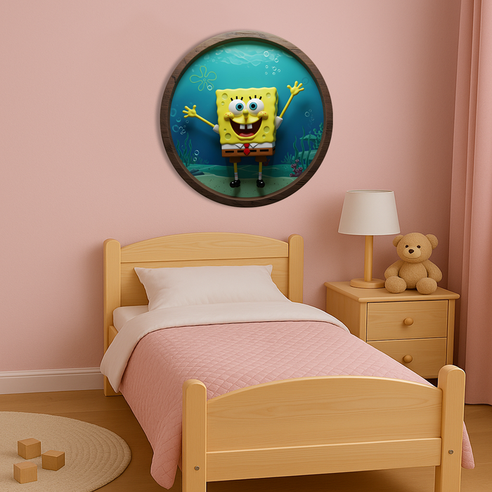 Dřevěný Svíticí obraz s UV potiskem - SpongeBob