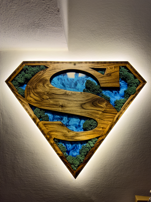 Svítícií  mechový obraz Superman Ice