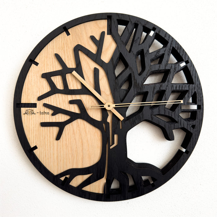 3D Dřevěné dubové hodiny - T-Tatra Oak - 30cm/50cm/84cm Strom života