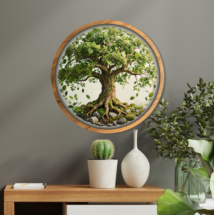 Dřevěný obraz s LED potiskem – Přírodní Strom života🌳✨