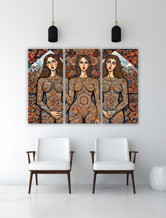 Painting - Three Panel Set - Three Gracie