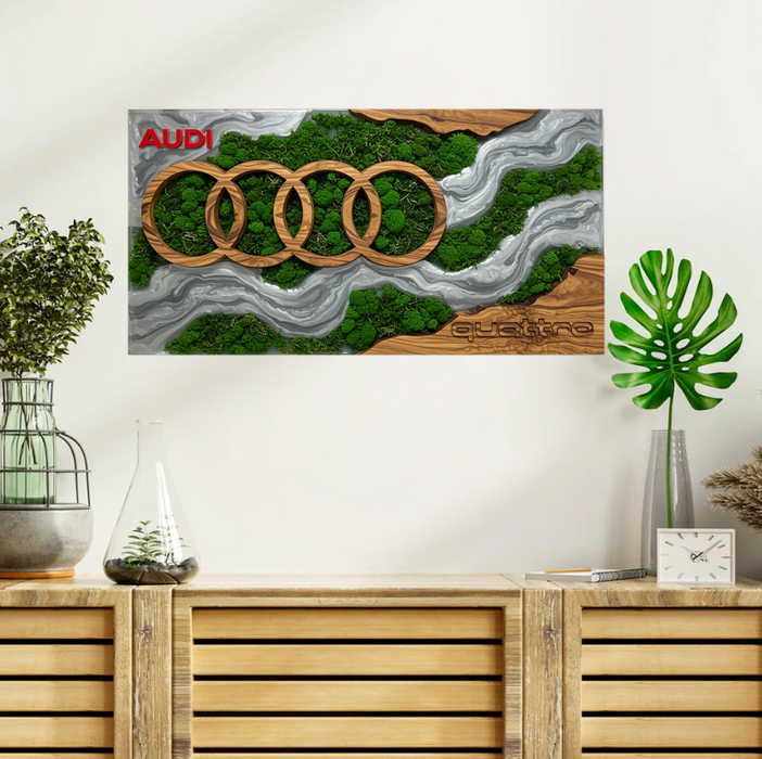 Dřevěný obraz na zeď - Audi Epoxy Desk