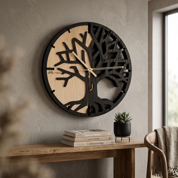 3D Dřevěné dubové hodiny - T-Tatra Oak - 30cm/50cm/84cm Strom života
