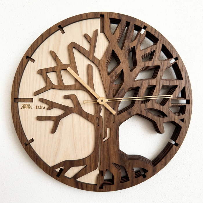 3D Dřevěné dubové hodiny - T-Tatra Oak Atama - 30cm/50cm/84cm Strom života
