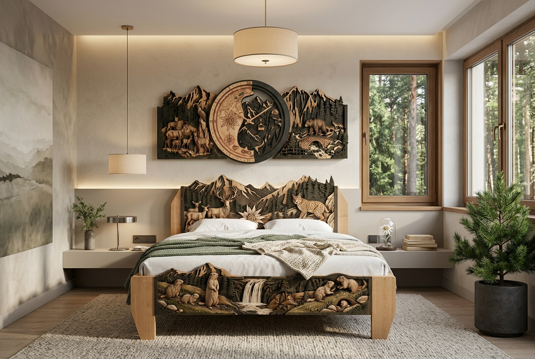 Real Nature oak wood wall decor - Dekorpanel Bergwelt Alpen