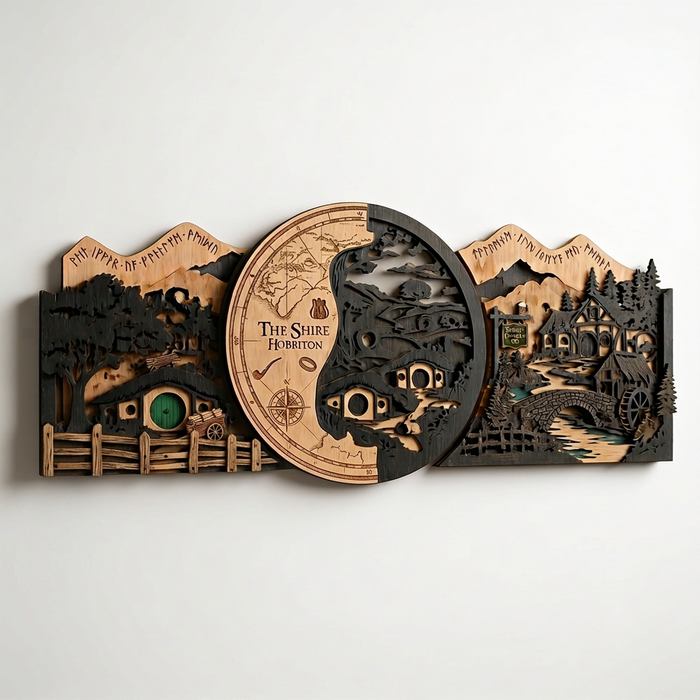 Real Nature oak wood wall decor – Fairytale Hillside panel