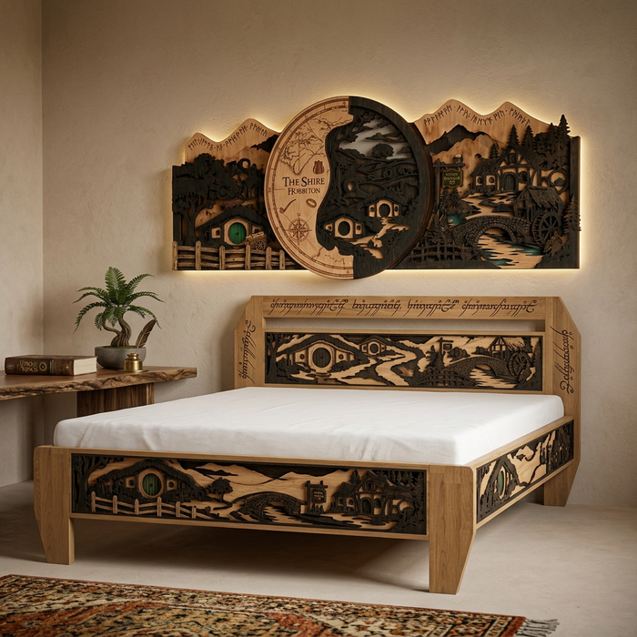 Real Nature oak wood wall decor – Fairytale Hillside panel