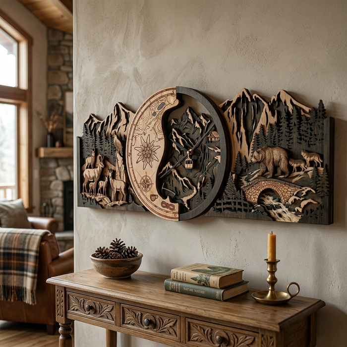 Real Nature oak wood wall decor - Dekorpanel Bergwelt Alpen